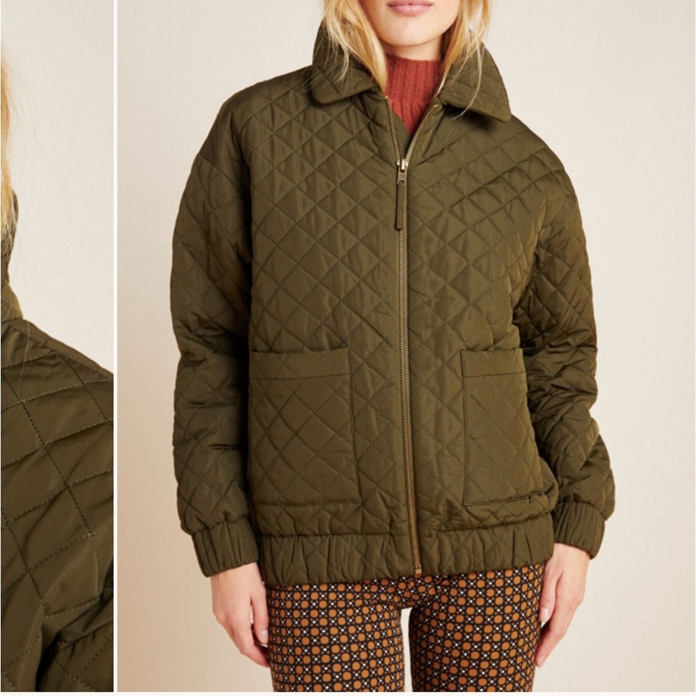 If By Sea Brixton Jacket in army green quilted